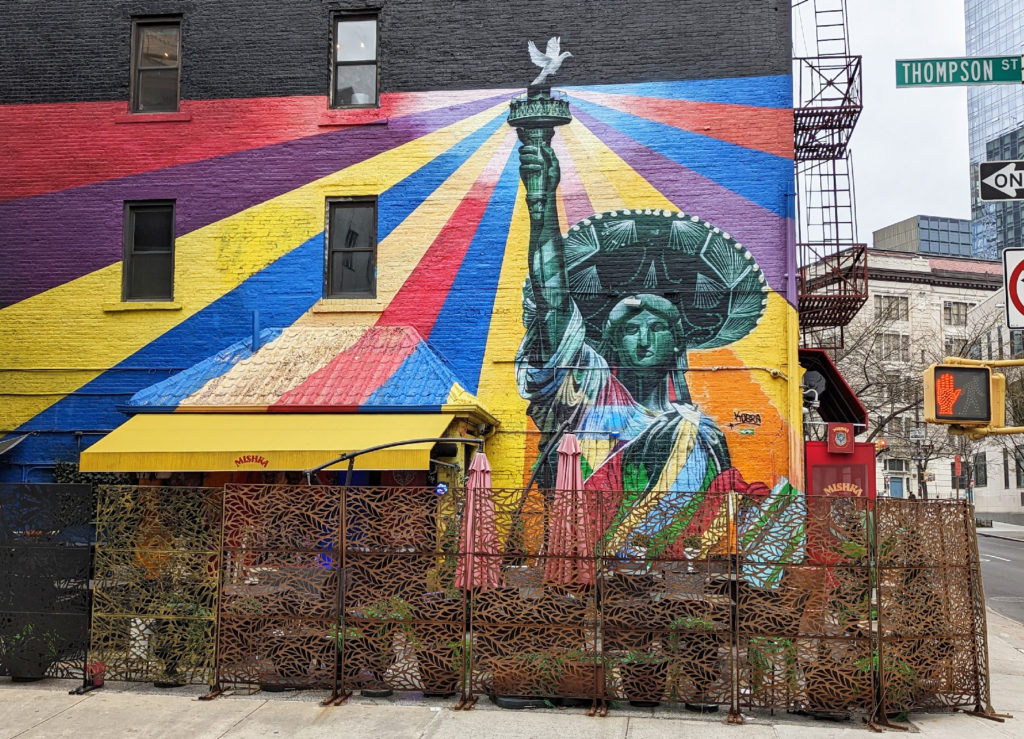 The Statue of Liberty in Sombrero Mural  by Kobra in New York