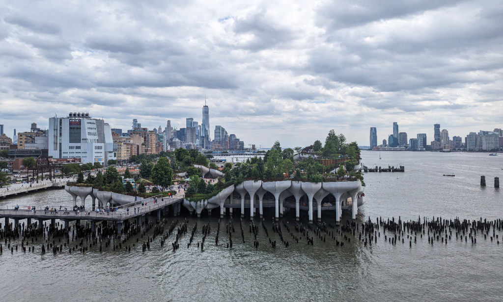 The view of New York Skyline and the Little Island